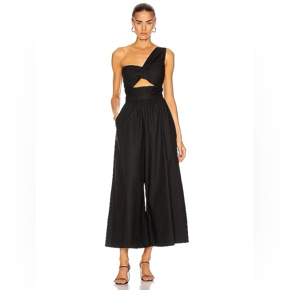 A.L.C. Pants - A.L.C. Athelia One Shoulder Jumpsuit ALC Black Wide Leg Cutout Cocktail Size 4